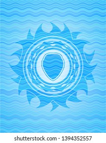 shield icon inside water concept style badge.