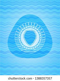 shield icon inside water wave style emblem.