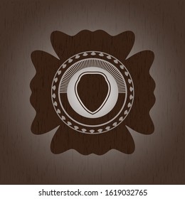 shield icon inside wood emblem. Retro