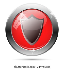 Shield icon. Internet button on white background. 