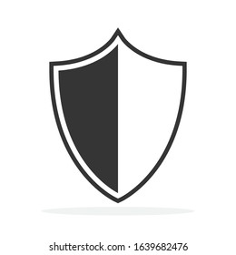 Shield icon isolated. Black vector shield icon. Shield in flat style
