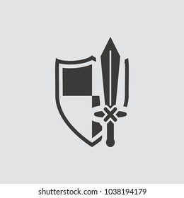 Shield icon isolated of flat style. Vector illustration.