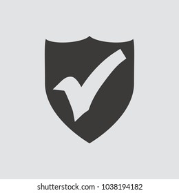 Shield icon isolated of flat style. Vector illustration.