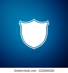 Shield icon isolated on blue background. Guard sign. Flat design. Vector Illustration