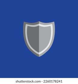 Shield Icon isolated on blue background. Shield symbol for your web site design, logo, app, UI. Grey shield vector illustration