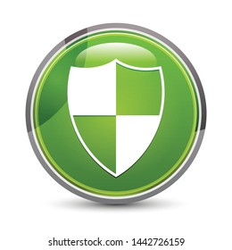 Shield icon isolated on elegant green round button vector illustration