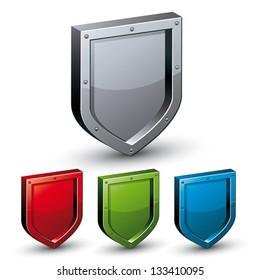 Shield icon isolated on white background, vector set.