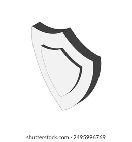 Shield icon. Isometric monochrome illustration with main lines.