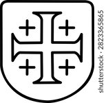 Shield icon with the Jerusalem cross