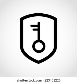 Shield icon with key Isolated on White Background