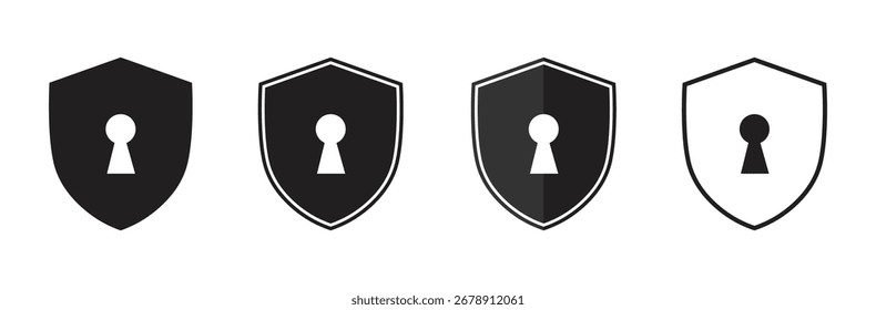 Ícone de escudo com fechadura simbolizando segurança e proteção.