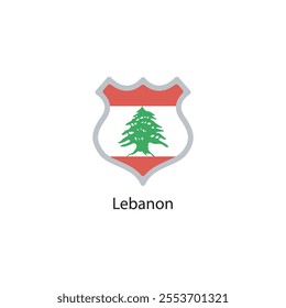 Shield icon of Lebanon flag. Simple vector illustration.