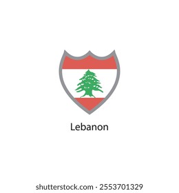 Shield icon of Lebanon flag. Simple vector illustration.