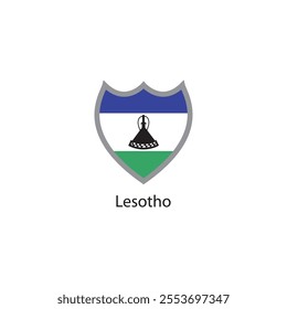 Shield icon of Lesotho flag. Simple vector illustration.