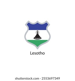 Shield icon of Lesotho flag. Simple vector illustration.