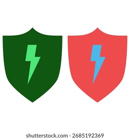 shield icon with lightning flash, simple flat style, vector illustration, symbol, design logo template pictogram, for ui or ux isolated on white for mobile app, editable