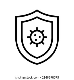 Shield Icon. Line Art Style Design Isolated On White Background