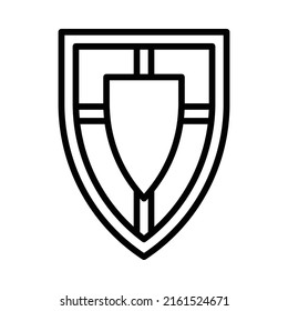 Shield Icon. Line Art Style Design Isolated On White Background