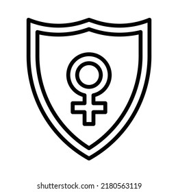 Shield Icon. Line Art Style Design Isolated On White Background
