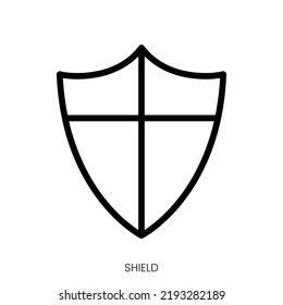 shield icon. Line Art Style Design Isolated On White Background