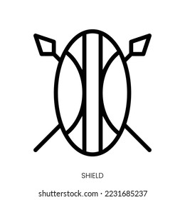 icono de escudo. Diseño De Estilo De Arte De Línea Aislado En Fondo Blanco