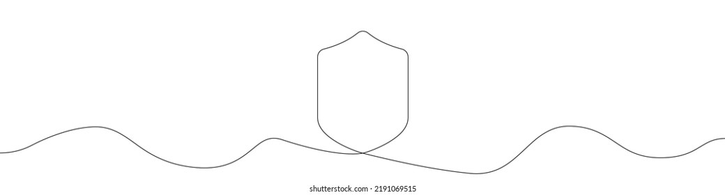 Shield icon line continuous drawing vector. One line Shield icon vector background. Shield icon. Continuous outline of a Shield icon.