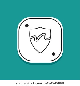 Shield icon line in flat. Stock vector.