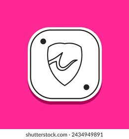 Línea del icono del escudo en plano. Vector de stock.