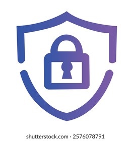 Shield Icon with Lock Symbol Representing Cybersecurity and Data Protection 
