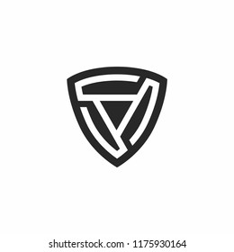 Shield icon logo design, flat syle color editable vector illustration