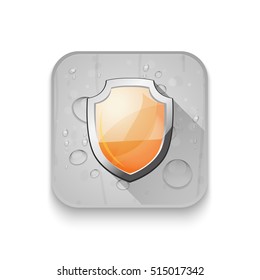 shield icon With long shadow over app button