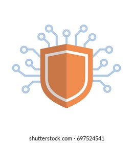 Shield Icon Media Network Data Protection Concept Vector Illustration