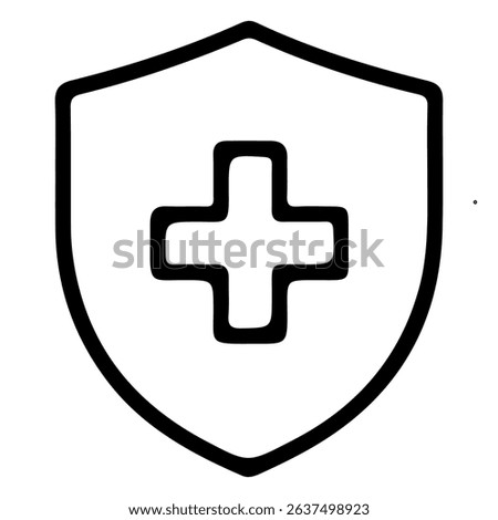 shield icon with medical cross on white background vector
Vector line icon medicine, health