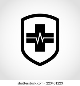 Shield icon with Medical pharmacy Isolated on White Background
