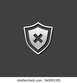 Shield icon in metallic grey color style. Protection computer antivirus