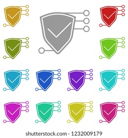 Shield icon in multi color. Simple glyph vector of Technology set for UI and UX, website or mobile application