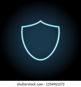 shield icon in neon style. Simple thin line, outline vector of web, minimalistic icons for UI and UX, website or mobile application