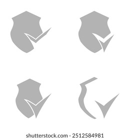Icono de escudo, ok, marca de verificación, sobre un fondo blanco, Ilustración vectorial