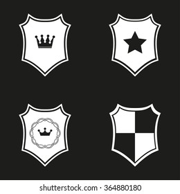 Shield  icon  on black background. Vector illustration.