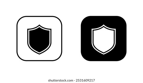 Shield icon on black square. Guard sign symbol