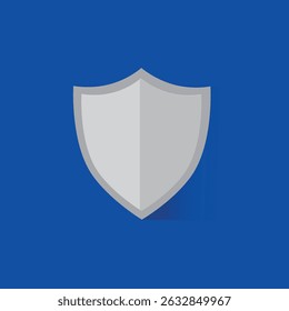 Shield icon on blue background. Vector illustration