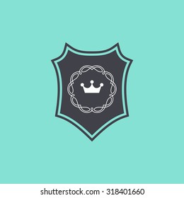 Shield  icon on green background. Vector illustration.
