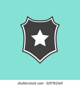 Shield  icon  on green background. Vector illustration.