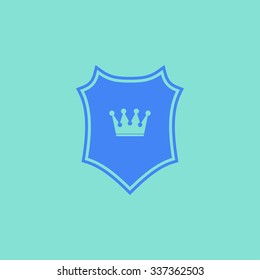 Shield  icon  on green background. Vector illustration.