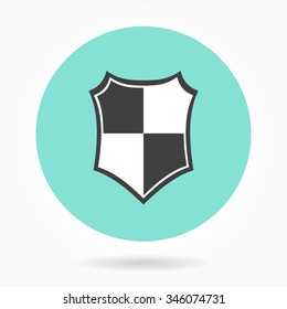 Shield  icon  on green background. Vector illustration.