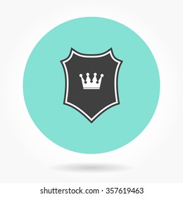 Shield  icon  on green background. Vector illustration.