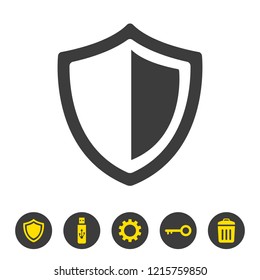 Shield icon on white background. Vector illustration