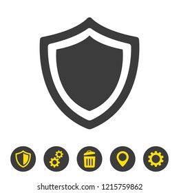 Shield icon on white background. Vector illustration