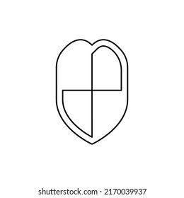 shield icon on white background, vector illustration