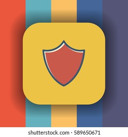 shield icon with outline and flat offset color